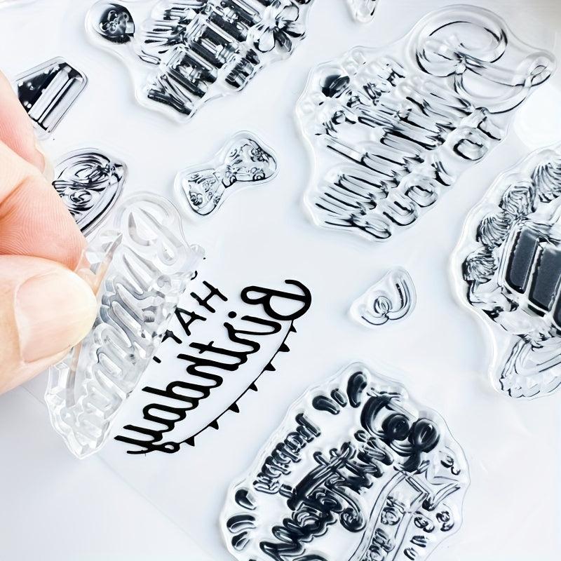 Cartoon Birthday Cake Transparent Stamp - Reusable Stationery for Card Making