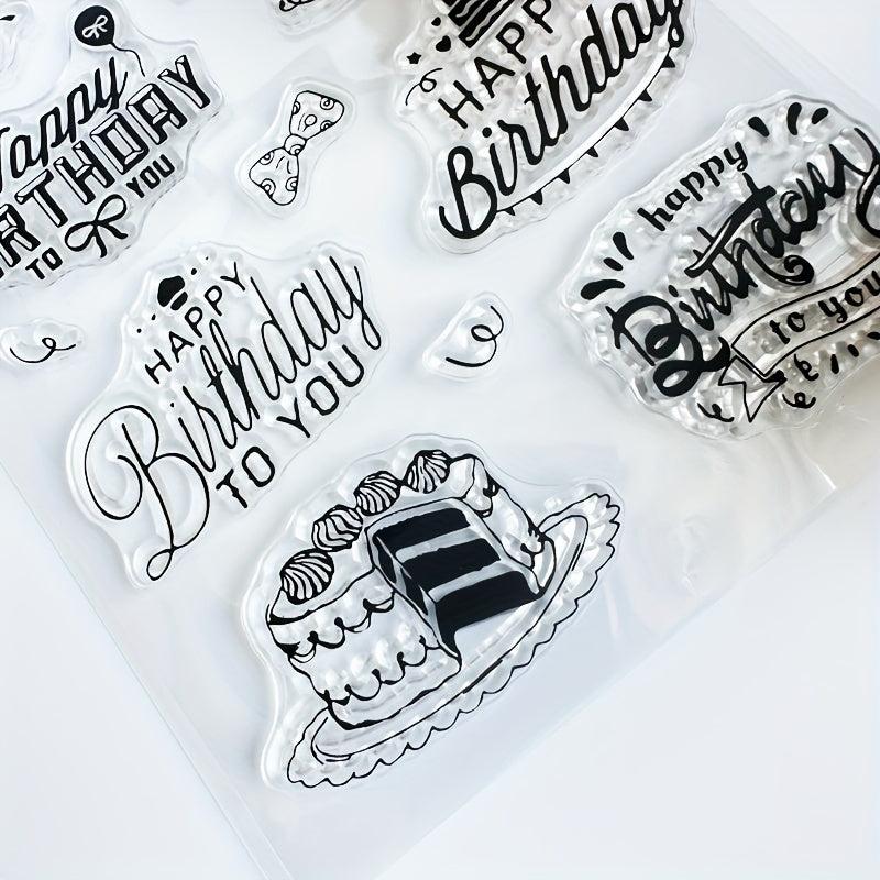 Cartoon Birthday Cake Transparent Stamp - Reusable Stationery for Card Making