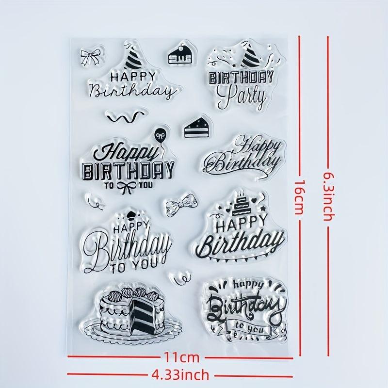 Cartoon Birthday Cake Transparent Stamp - Reusable Stationery for Card Making