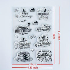 Cartoon Birthday Cake Transparent Stamp - Reusable Stationery for Card Making