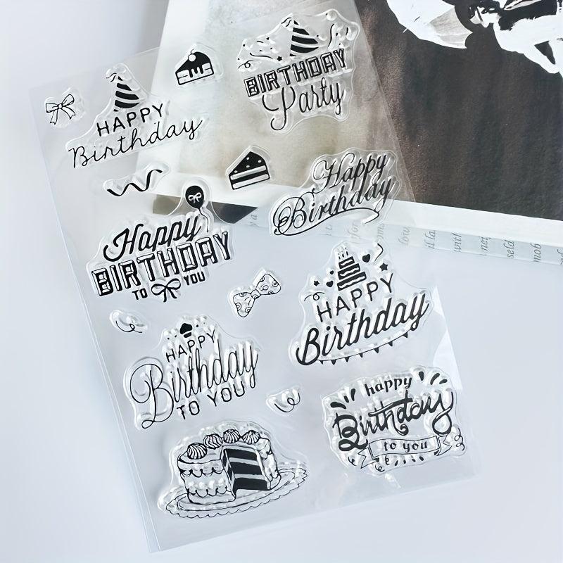 Cartoon Birthday Cake Transparent Stamp - Reusable Stationery for Card Making
