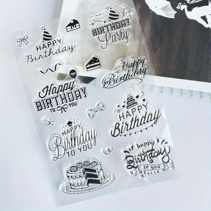 Cartoon Birthday Cake Transparent Stamp - Reusable Stationery for Card Making