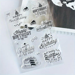 Cartoon Birthday Cake Transparent Stamp - Reusable Stationery for Card Making