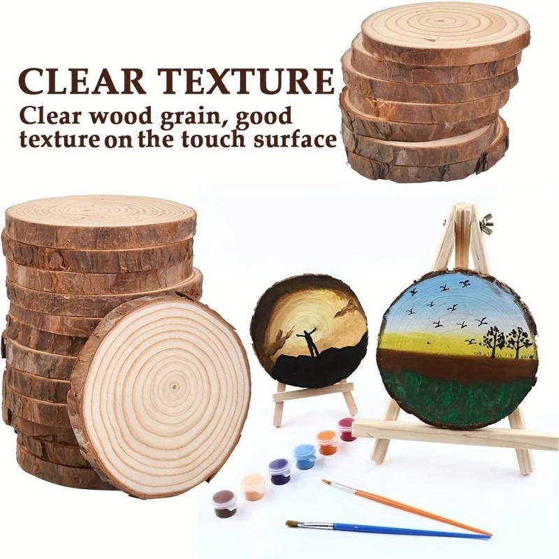 6pcs Natural Pine Slices DIY Christmas Handcraft Pine Wood Slices Log Slices