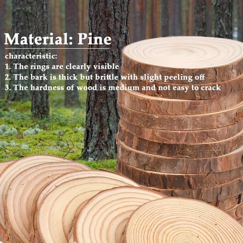6pcs Natural Pine Slices DIY Christmas Handcraft Pine Wood Slices Log Slices