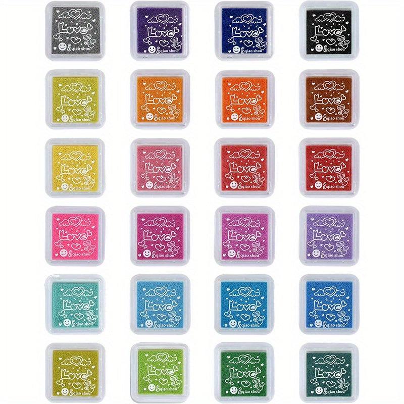 24 Colors Stamp Pad Set for Paper Craft, Fingerprint Scrapbook, Painting