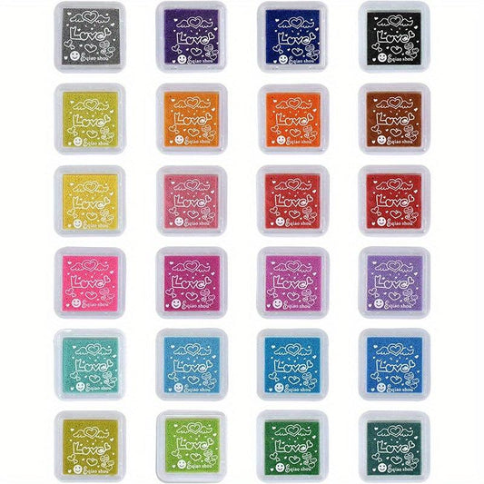 24 Colors Stamp Pad Set for Paper Craft, Fingerprint Scrapbook, Painting