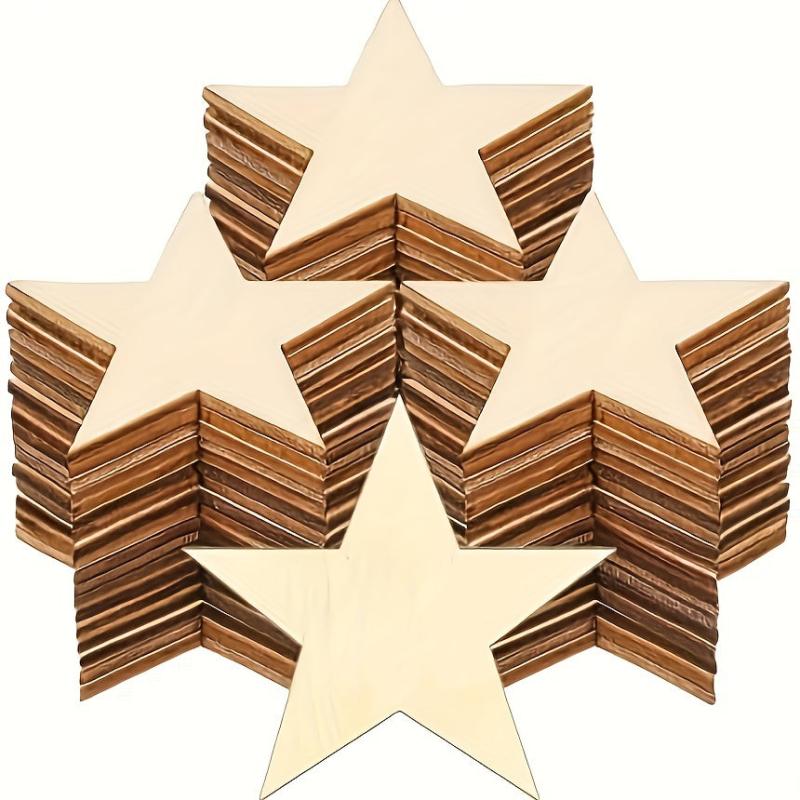 Mini Unfinished Wooden Star Decoration Christmas Wedding DIY Crafts 2in