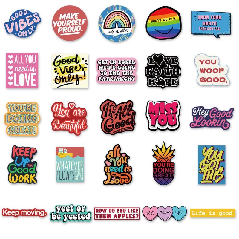 50pcs Fun English Phrase Graffiti Stickers - Add Some Fun to Your Life