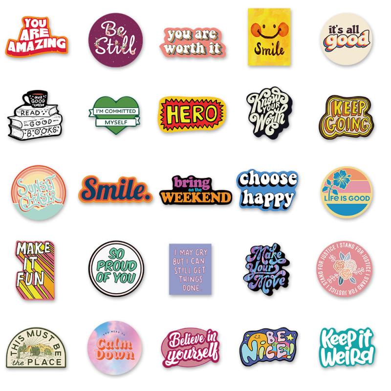 50pcs Fun English Phrase Graffiti Stickers - Add Some Fun to Your Life