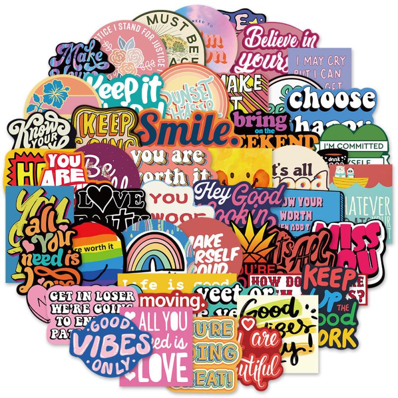 50pcs Fun English Phrase Graffiti Stickers - Add Some Fun to Your Life