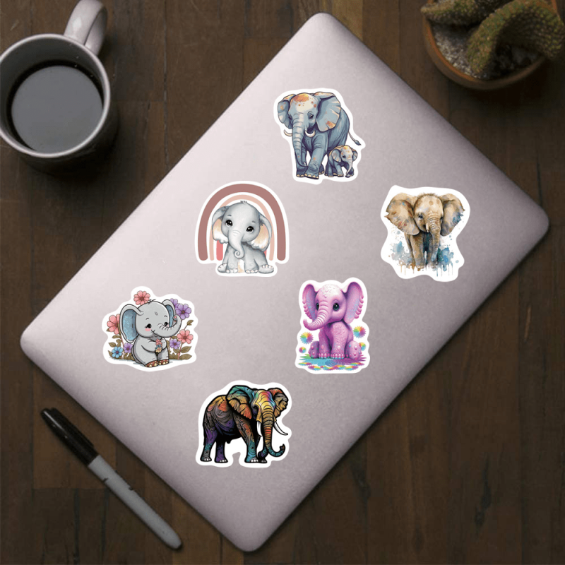 500pcs Elephant Stickers Cartoon Animals Decals Rolls Self Adhesive Seals