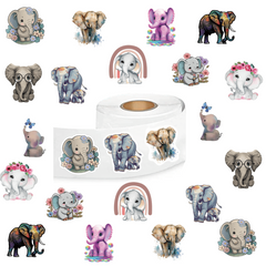 500pcs Elephant Stickers Cartoon Animals Decals Rolls Self Adhesive Seals