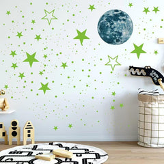 Luminous Moon and Stars Wall Stickers Set