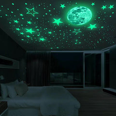 Luminous Moon and Stars Wall Stickers Set