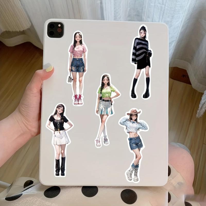 50pcs Girls Outfits Series Sticker Bags PVC Sticker Pack