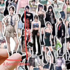 50pcs Girls Outfits Series Sticker Bags PVC Sticker Pack