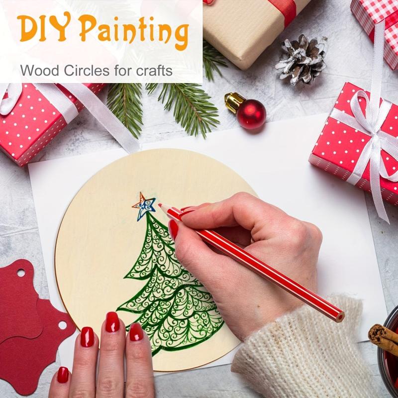 Round Wood Slices Circles Discs DIY Craft Christmas Painting Decor