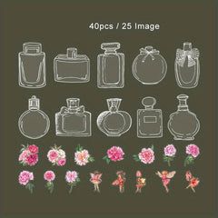 40pcs Vintage Waterproof PET Jar Plant Stickers for Crafts & Scrapbooking