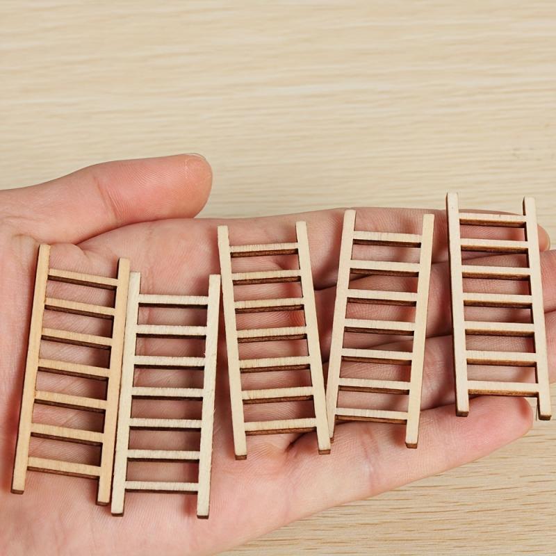 10pcs 2 36in DIY Mini Wooden Ladder for Painting & Decorating