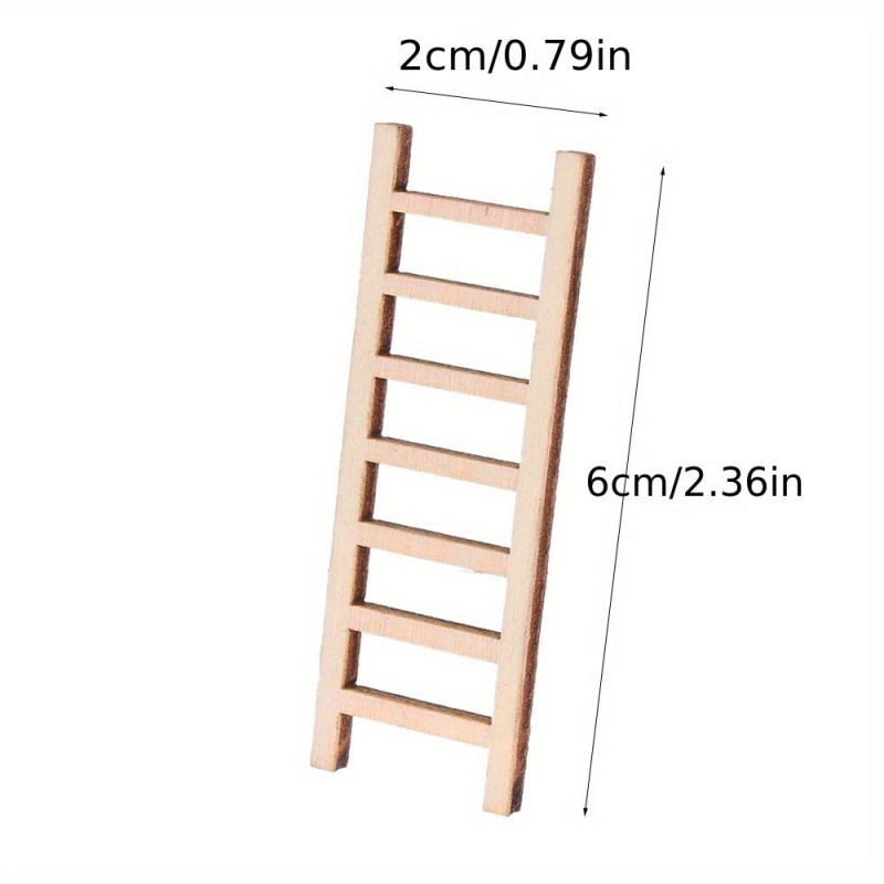 10pcs 2 36in DIY Mini Wooden Ladder for Painting & Decorating