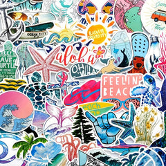 50pcs Vibrant Sea Wave Beach Stickers for a Splash of Colorful Life