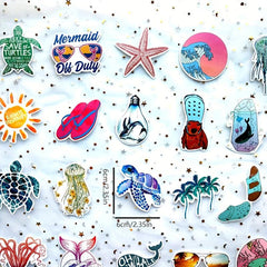 50pcs Vibrant Sea Wave Beach Stickers for a Splash of Colorful Life