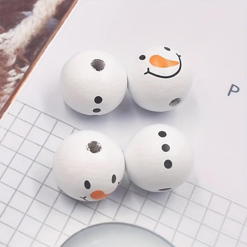 5pcs 20mm Snowman Head Snowman Belly Wooden Beads DIY Accessories