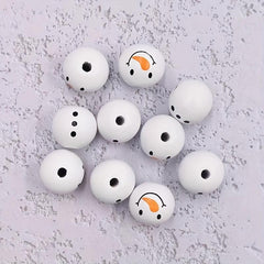 5pcs 20mm Snowman Head Snowman Belly Wooden Beads DIY Accessories