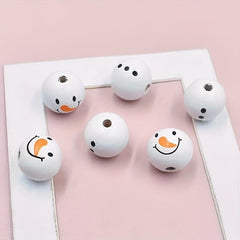 5pcs 20mm Snowman Head Snowman Belly Wooden Beads DIY Accessories