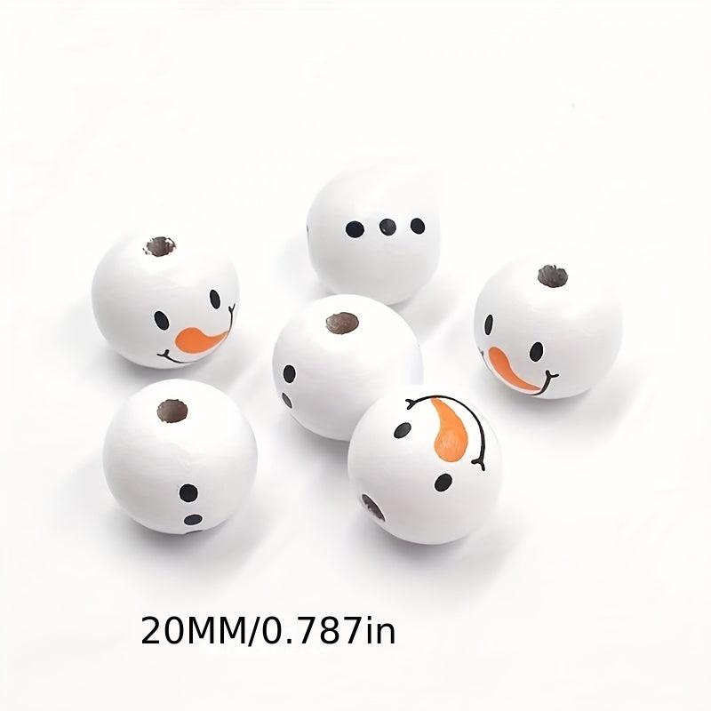 5pcs 20mm Snowman Head Snowman Belly Wooden Beads DIY Accessories