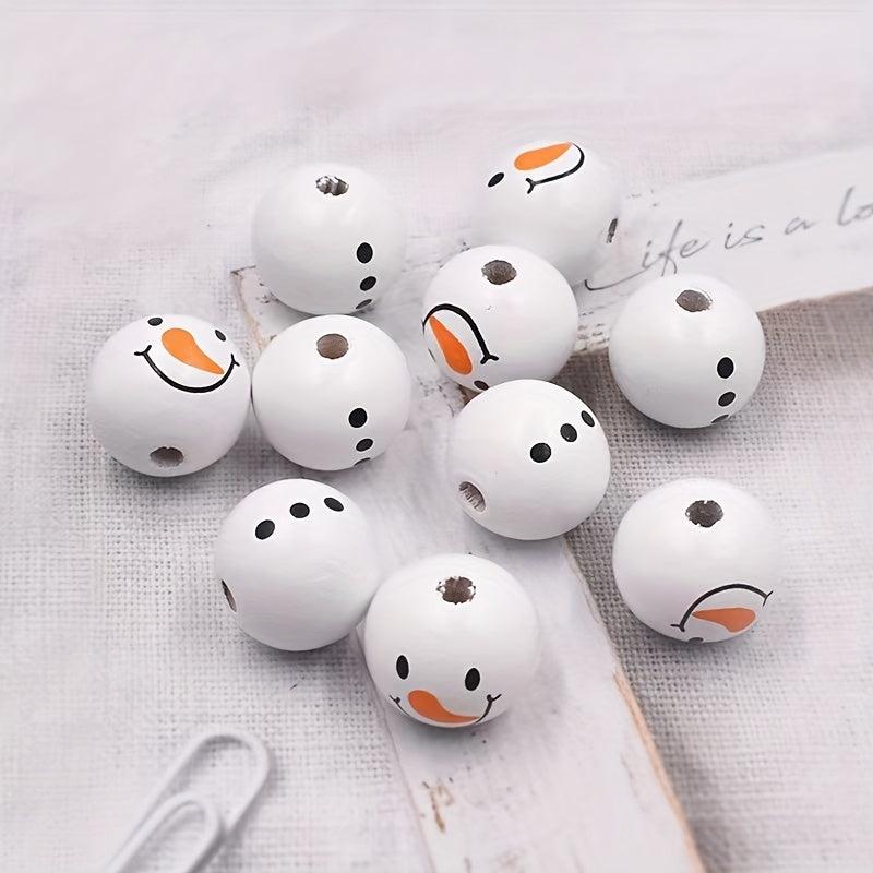 5pcs 20mm Snowman Head Snowman Belly Wooden Beads DIY Accessories