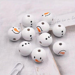 5pcs 20mm Snowman Head Snowman Belly Wooden Beads DIY Accessories