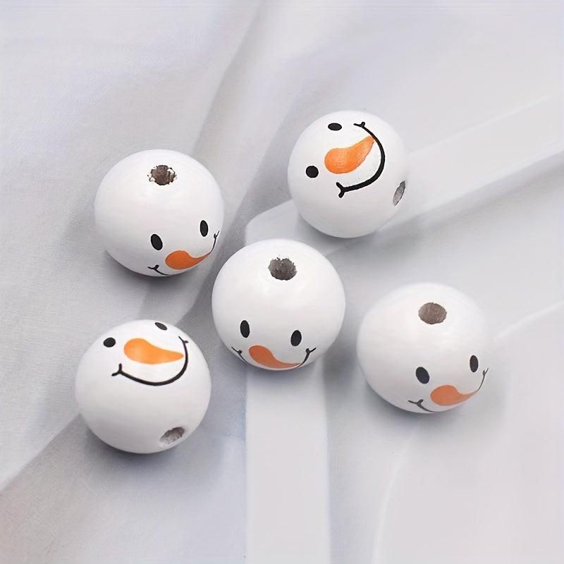 5pcs 20mm Snowman Head Snowman Belly Wooden Beads DIY Accessories