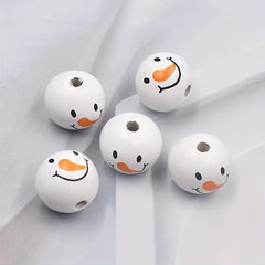 5pcs 20mm Snowman Head Snowman Belly Wooden Beads DIY Accessories