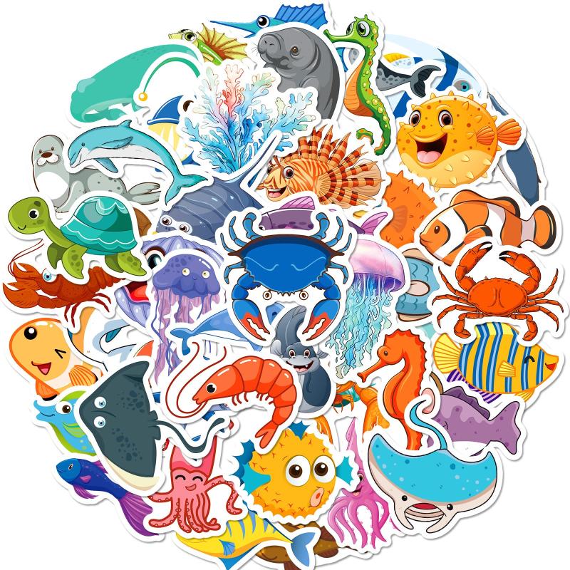 50pcs Ocean Series Graffiti Stickers Waterproof Journal Stickers
