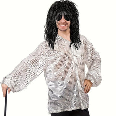 4pcs Rocker Wig Costume Set for Men 80s Rocker Headband Sunglasses Necklace