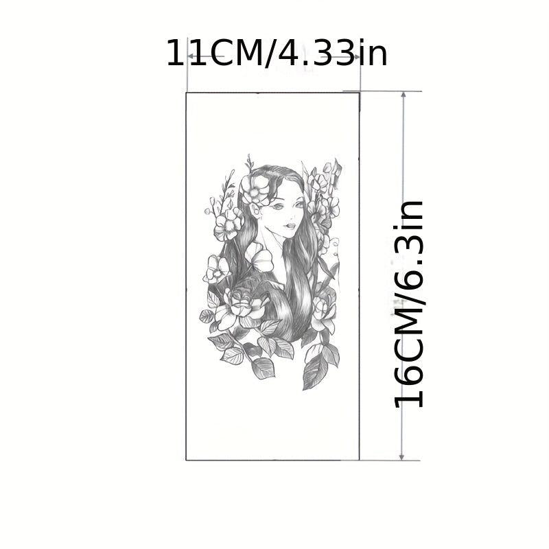 Pretty Girl And Flower Pattern Tattoo Sticker Waterproof Long Lasting Arm Tattoo