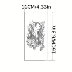 Pretty Girl And Flower Pattern Tattoo Sticker Waterproof Long Lasting Arm Tattoo