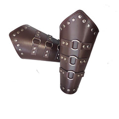 Medieval Costume Steampunk Arm Guard PU Leather Buckle Bracers Wristband