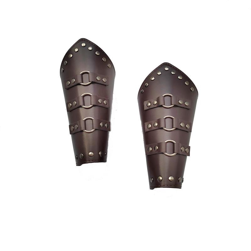 Medieval Costume Steampunk Arm Guard PU Leather Buckle Bracers Wristband