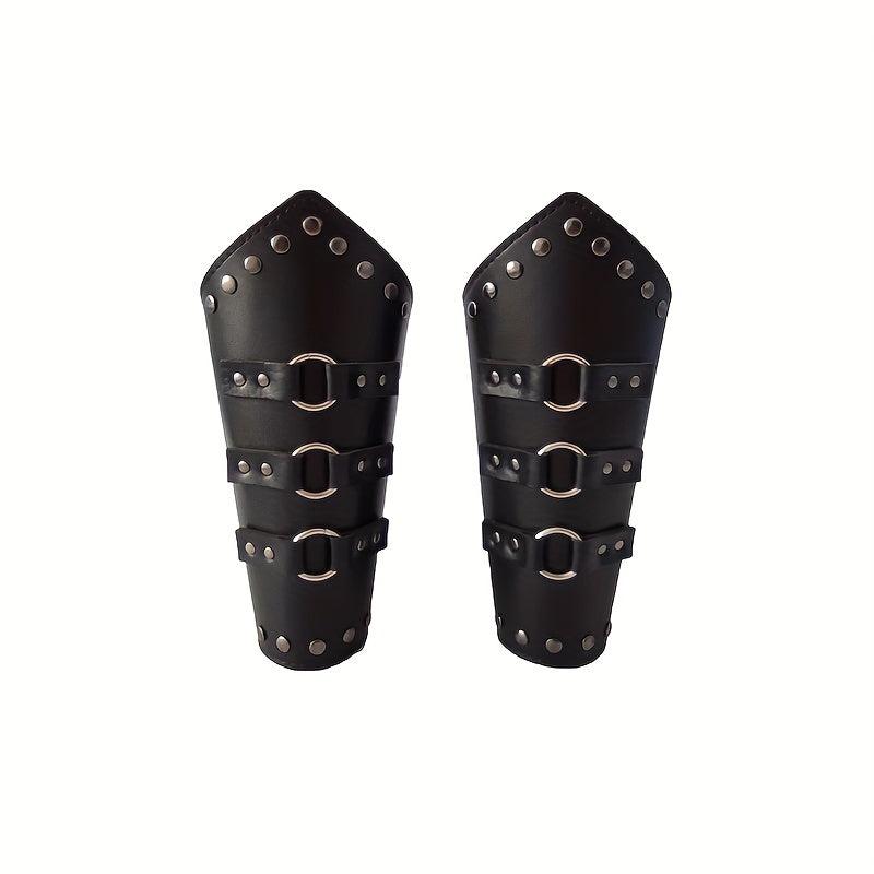 Medieval Costume Steampunk Arm Guard PU Leather Buckle Bracers Wristband