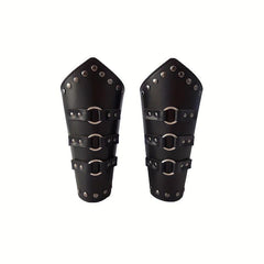 Medieval Costume Steampunk Arm Guard PU Leather Buckle Bracers Wristband