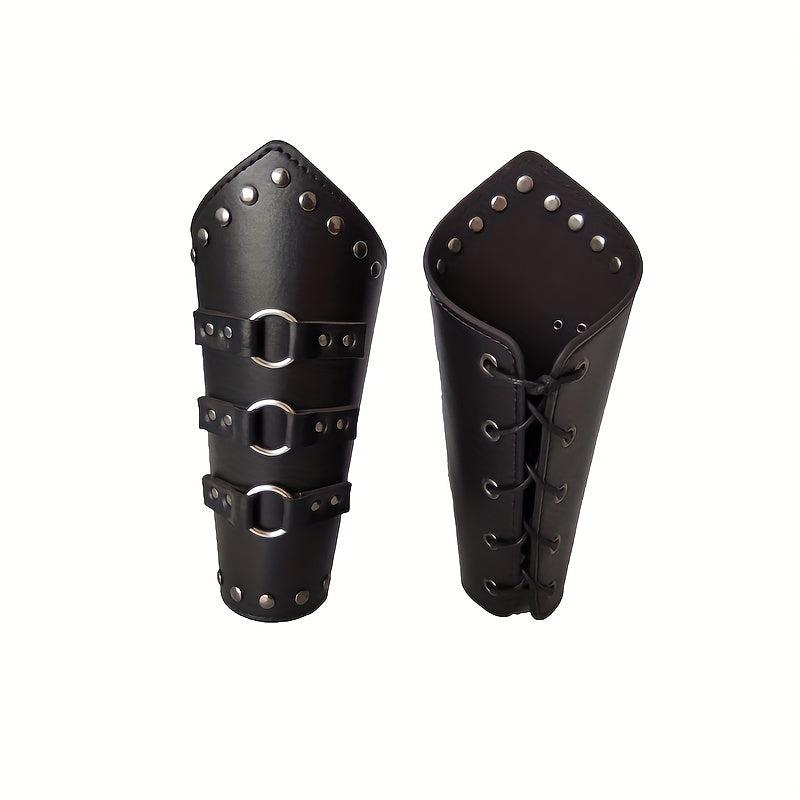 Medieval Costume Steampunk Arm Guard PU Leather Buckle Bracers Wristband