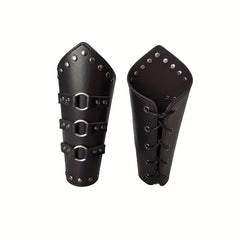 Medieval Costume Steampunk Arm Guard PU Leather Buckle Bracers Wristband