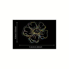 100pcs Transparent Holographic Tea Flower Stickers, Waterproof and Reusable