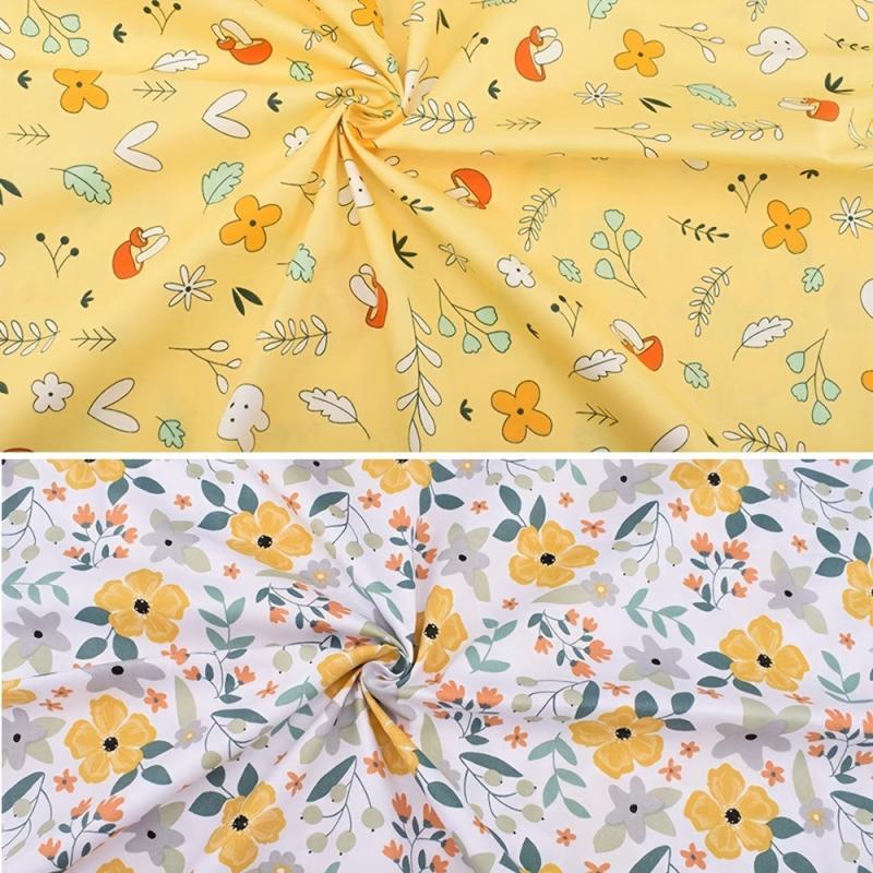 7pcs Yellow Series Cotton Fabric Quilting Bundle DIY Sewing Crafts and Bags