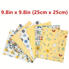 7pcs Yellow Series Cotton Fabric Quilting Bundle DIY Sewing Crafts and Bags