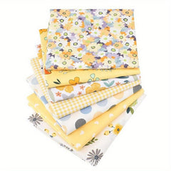 7pcs Yellow Series Cotton Fabric Quilting Bundle DIY Sewing Crafts and Bags