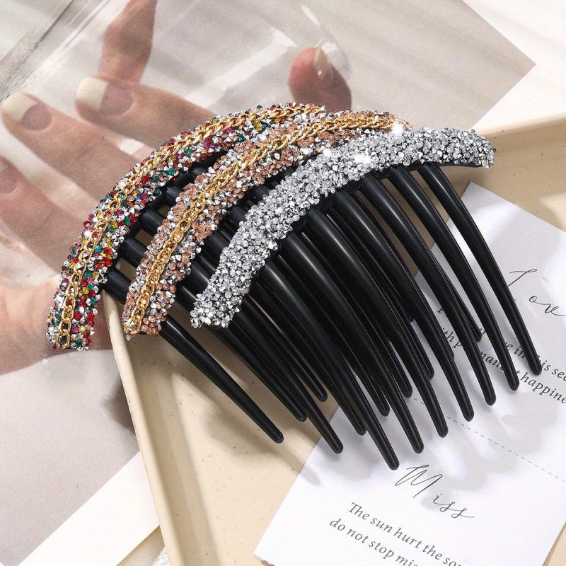 3pcs Women's Pearls & Rhinestone Hair Comb Clips